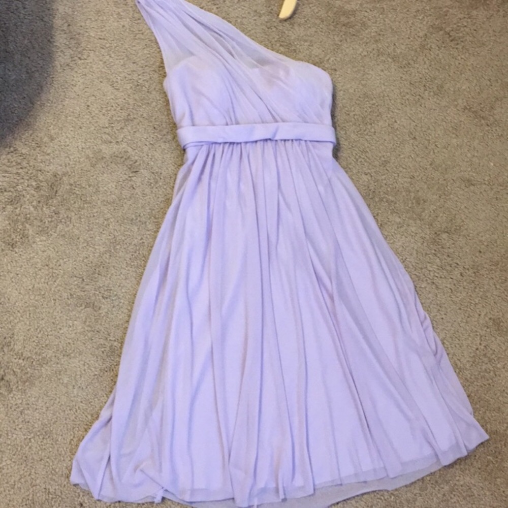 Lavender David’s Bridal bridesmaids dress